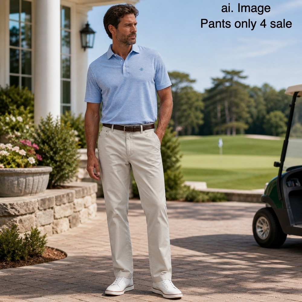 Peter Millar Pants Men 38x32 Khaki Chino‎ Stretch Pima Cotton Golf CountryClub